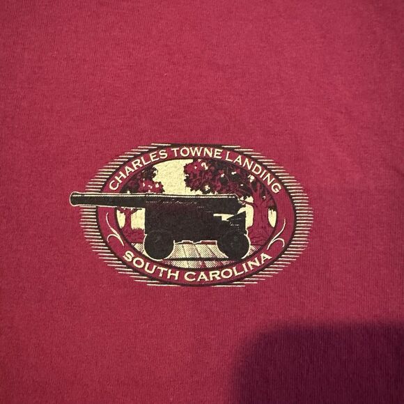 Charles Towne Landing T-Shirt Large Maroon EST 1670 SC History Homeland Security - Picture 3 of 8
